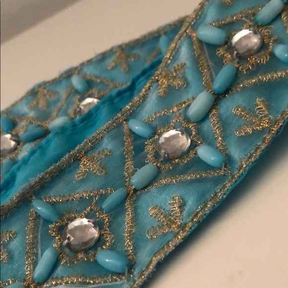 BELT/SCARF/CHOKER TURQUOISE BEADS & GEMS - Picture 7 of 8